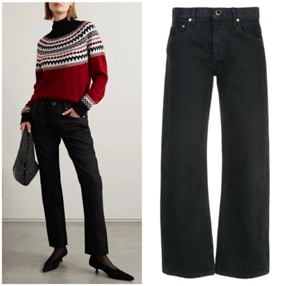 💕KHAITE💕 The Kyle Low Rise Straight Leg Jeans ~ Wilcox Faded Black 28 NWT - Picture 1 of 16